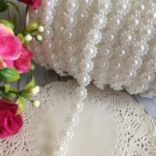 Стрічка-намистинка перлина (VX-18), 10 мм, біла, метр