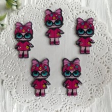 Кабошон Lol зі стразами, 3,5 см, у малиновому пальті, шт.