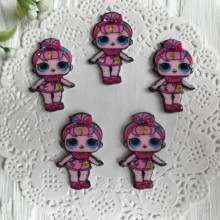 Кабошон Lol зі стразами, 3,5 см, в рожевих шортах і з гулькою, шт.