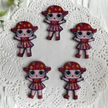 Кабошон Lol зі стразами, 3,5 см, у смугастій сукні червоній, шт.