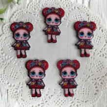 Кабошон Lol зі стразами, 3,5 см, у сукні червоному та вінку, шт.