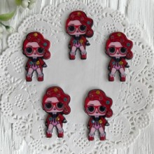 Кабошон Lol зі стразами, 3,5 см, Lol-рокер у червоному, шт.