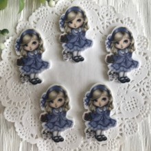 Кабошон дівчинка, 3,5 см, у синьому костюмі, шт.