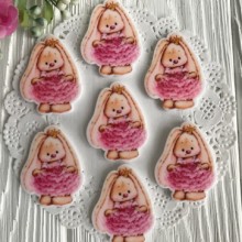 Кабошон Зайчик, 3,8 см, в яскраво-рожевому платті, шт.