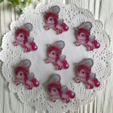 Кабошон Єдиноріг з гліттером, 3 см, у шапочці, шт.