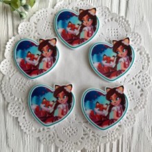  Кабошон Enchantimals, 3,5 см, серце з лисичкою, шт.