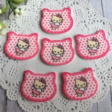 Кабошон, Кітті в горох, 3х2,3 см, світло-малиновий