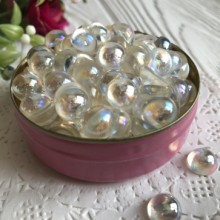 Напівбусина прозора з переливом, 6 мм, молочний, шт.