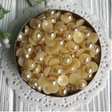 Напівбусина, 8 мм, ніжно-жовтий перламутр, 100 шт.