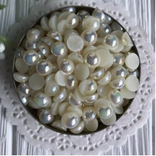 Напівбусина, 8 мм, молочний перламутр, 100 шт.