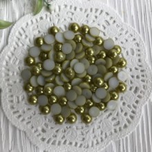 Напівбусина, 8 мм, світло-оливковий, 100 шт.