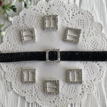 Серединка для бантика зі стразами (пряжка), 15 мм, квадратна, 1 шт.