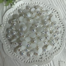 Серединка круг-ромашка (перламутр), 9 мм, молочний, ціна за 1 шт.