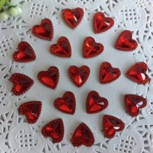 Серединка-кришталька серце, 10 мм, червоний, шт.