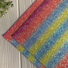 Екошкіра блиск (великий) (19011207), 20х30 см, малиново-оранжевий/блакитний-жовтий омбре, шт.