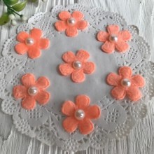 Квіточка з фетру з перлами, 2,5 см, темний персик