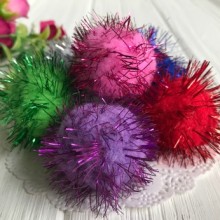 Помпони із люрексом, 4 см, кольоровий мікс, ціна за 1 шт.