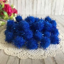 Помпони з люрексом, 1,5 см, темно-синій, ціна за 1 шт.