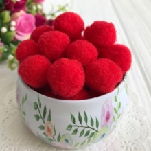 Помпони, 1,8 см, червоний, ціна за 1 шт.