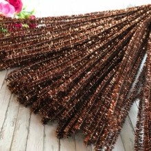 Синельний дріт із блискітками, 30 см, шоколадний, ціна за шт.