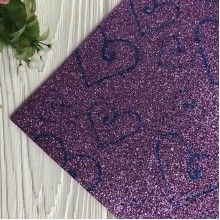 Фоаміран глітерний з малюнком, 2 мм, бузковий із синіми серцями, шт.