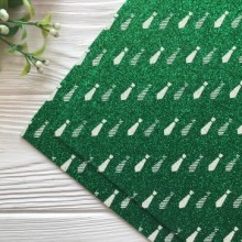 Фоаміран глітерний з малюнком, 2 мм, зелений з краватками (горизонтальний), шт.