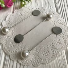 Основа для бутоньєрки з перлиною металева, 7,8 см, шт.