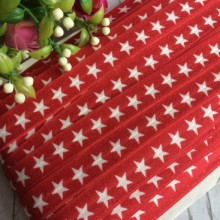 Бейка стрейчева, 1,5 см, білі зірочки, червоний