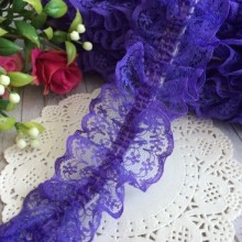 Мереживо-рюша з гумкою, 4 см, фіолетове