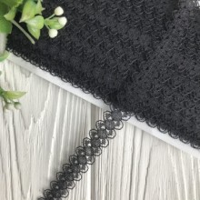 Мереживо Амелі (нестрейчеве), 1,5 см, чорний, метр