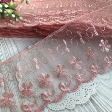 Мереживо органзове Беатріс, 8 см, персикове, метр