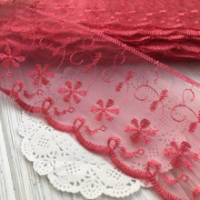 Мереживо органзове Беатріс, 8 см, червоне, метр