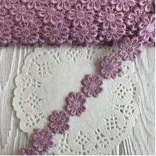 Мереживо відривне квіточка, 2,5 см, пудровий, метр