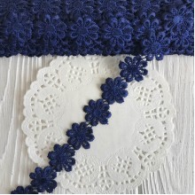 Мереживо відривне квіточка, 2,5 см, сапфіровий, метр