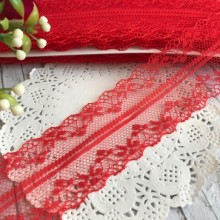 Мереживо павутинка, 4 см, червоний