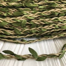 Шнур декоративний з листочками, 0,7 см, кавовий, метр