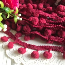 Тесьма помпончики, 1 мм, бургунді, за 1 м