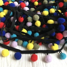 Тесьма з помпонами (big), 1,5 см, жовтий-синій-червоний, метр