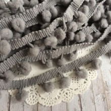 Тесьма помпончики, 1 мм, сірий, за 1 м