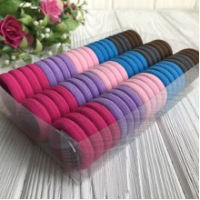 Набір резинок велюрчик, 3 см, малиново-бірюзовий, упаковка 66 шт.