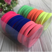 Набір резинок велюрчик, 5 см, оранжево-синьо-рожевий, упаковка 20 шт.