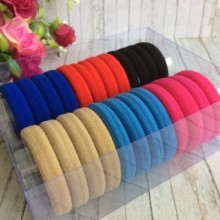 Набір резинок велюрчик, 4 см, бежево-синьо-малиновий, упаковка 24 шт.