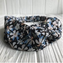Пов'язка-обкладинка шифон в квіточку, 6 см, чорна, шт.