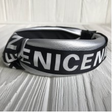 Обруч чалма з екошкіри (Nice широка), 4 см, срібний, шт.