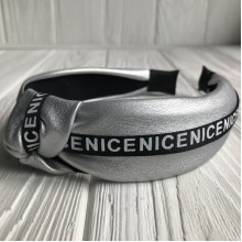 Обруч чалма з екошкіри (Nice вузька), 4 см, срібний, шт.