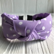 Обруч чалма тканинний у горох, 4 см, ліловий, шт.