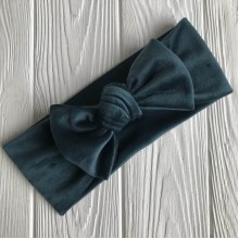 Пов'язка спорт велюр з бантом, 9,5 см, смарагдовий, шт.