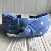 Обруч чалма тканинний у горох, 4 см, небесно-блакитний, шт.