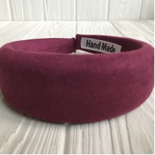 Обруч замшевий, об'ємний, 4 см, вишневий, шт.