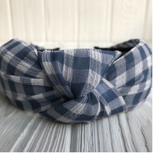 Обруч чалма шотландка, 4,5 см, сапфірово-білий, шт.